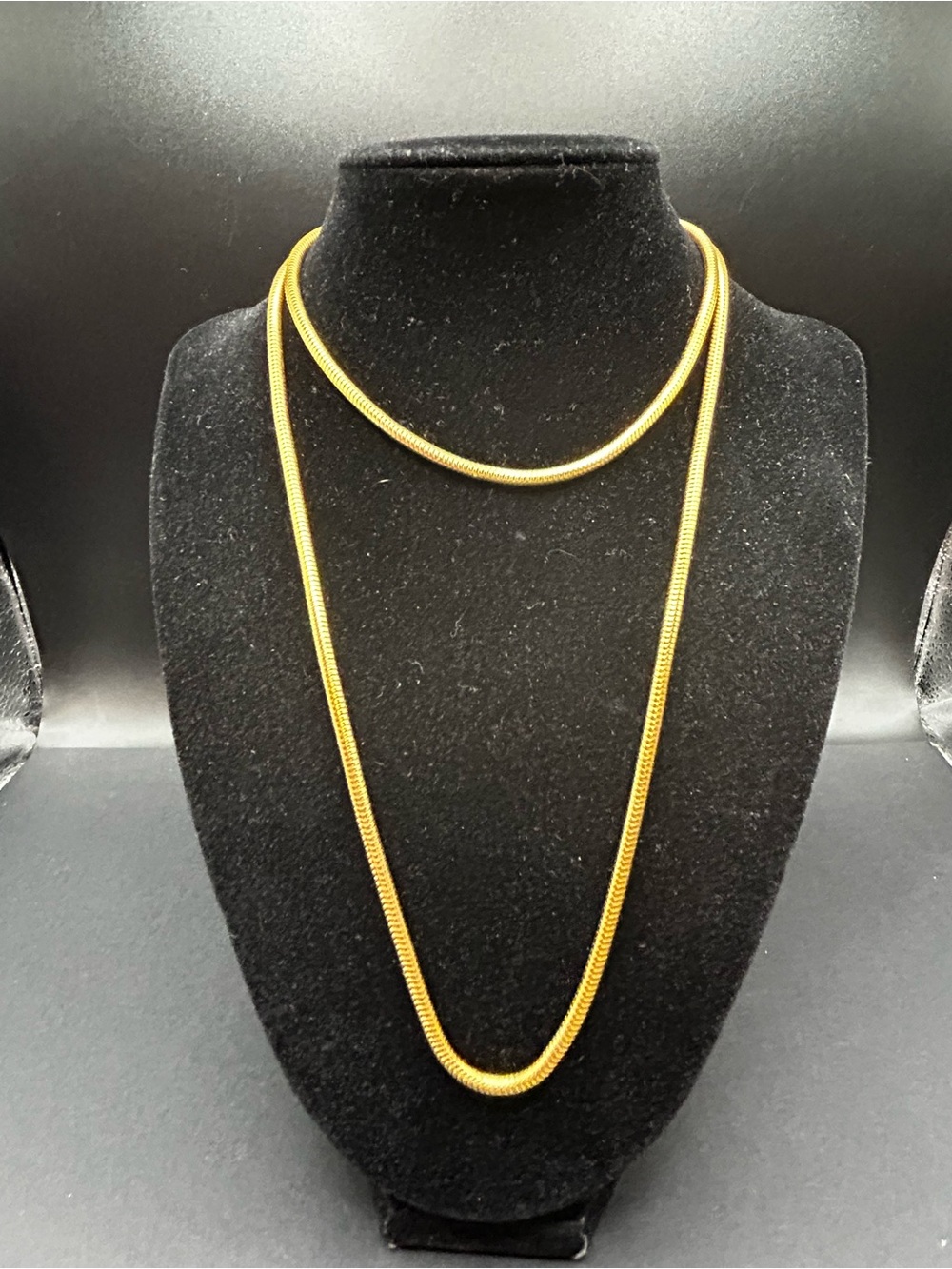 VTG Anne Klein Gold Tone Women's Snake Chain Necklace with Logo Charm Clasp 32” - Picture 2 of 6